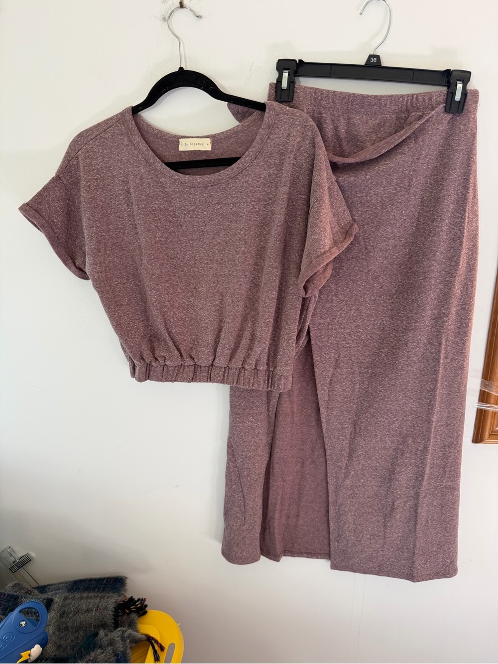 By Together Dusty Mauve Midi Skirt with Cropped Tee Set medium